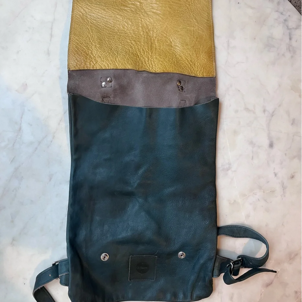 Green Leather Women's Think Backpack - Picture 2 of 3